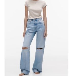 ZARA- TRF high rise wide leg ripped jeans